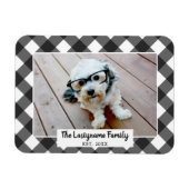 1 Fotocollage familienaam - Buffalo Check Zwart Magneet (Horizontaal)