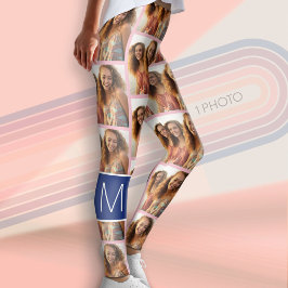 1 Fotocollage met Monogram kan kleur bewerken Leggings