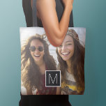 1 Fotocollage Optioneel aangepast monogram Tote Bag<br><div class="desc">U kunt de foto's van het Instagram voor dit ontwerp gebruiken. Gebruik drie vierkante foto's om een uniek en persoonlijk cadeau te creëer. Of je kunt de hipster puppy houden en een trendy keepslag maken. Als u de afbeeldingen moet aanpassen,  klik op het aanpassingshulpmiddel om veranderingen aan te brengen.</div>
