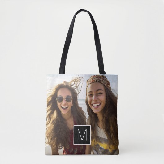 1 Fotocollage Optioneel aangepast monogram Tote Bag (Voorkant)