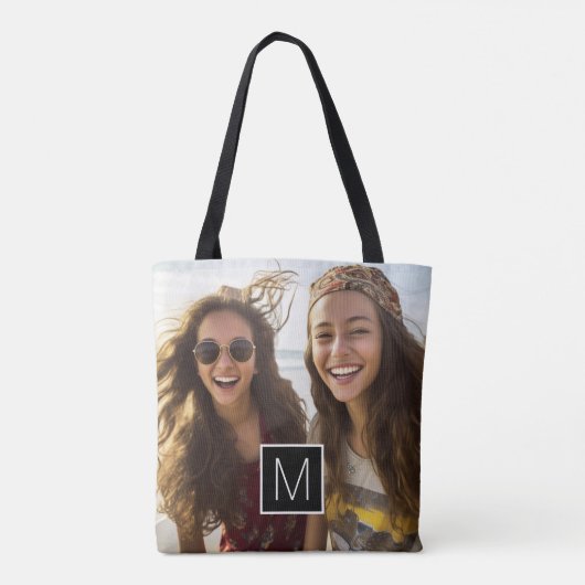 1 Fotocollage Optioneel aangepast monogram Tote Bag (Achterkant)