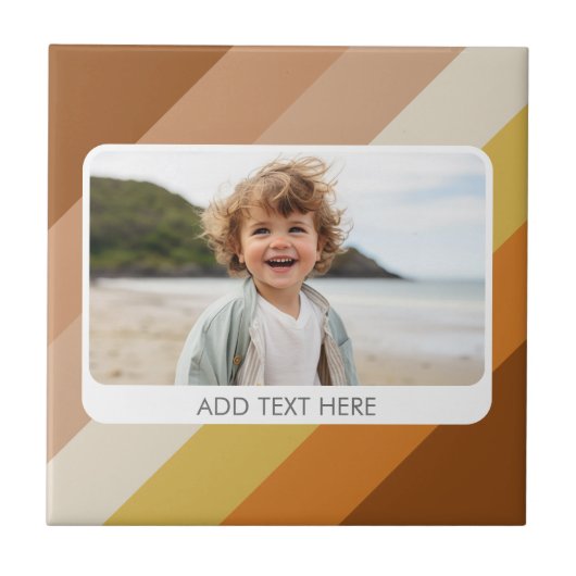 1 Fotocollage - tekst - Retro Stripes Warm Kleuren Tegeltje (Voorkant)