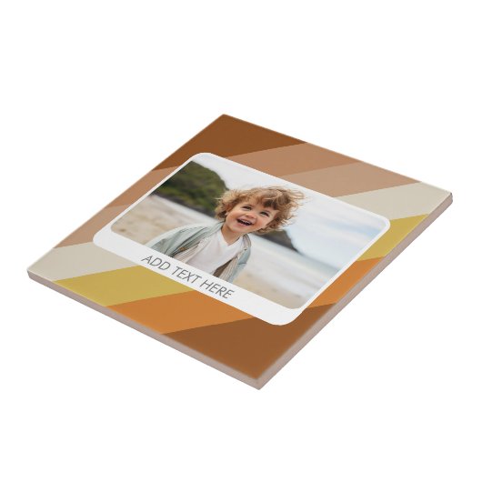 1 Fotocollage - tekst - Retro Stripes Warm Kleuren Tegeltje (Zijkant)