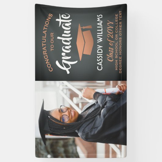 1 Fotogrijs en Faux-Afstuderen van koper Spandoek (Verticaal)