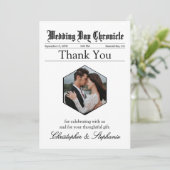 1 Fotokrant bruiloft Elegant script Aangepast Bedankkaart (Staand voorkant)