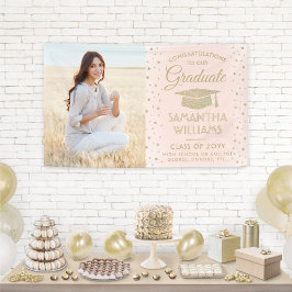 1 Fotoroze en Gold Glitter Afstuderen Spandoek