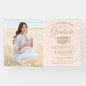 1 Fotoroze en Gold Glitter Afstuderen Spandoek (Horizontaal)