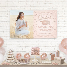1 Fotoroze Rose Gold Glitter Afstuderen Spandoek