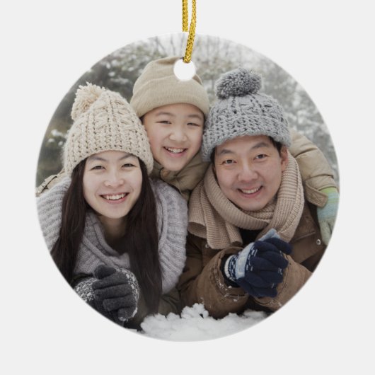 1-Foto's Groetings Navy Blue Two-Sided Keramisch Ornament (Voorkant)