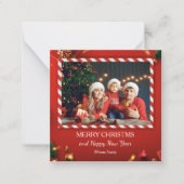 1 foto's Vrolijk Kerstrood gezin Notitiekaartje (Voorkant)