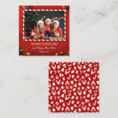 1 foto's Vrolijk Kerstrood gezin Notitiekaartje (Voorkant / Achterkant)
