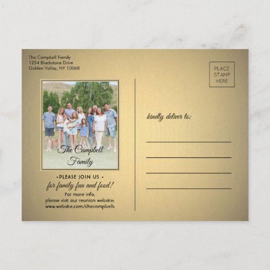 1 Fotoserie reünie Save the Date Black & Gold Aankondigingskaart (Achterkant)