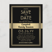 1 Fotoserie reünie Save the Date Black & Gold Aankondigingskaart (Voorkant)
