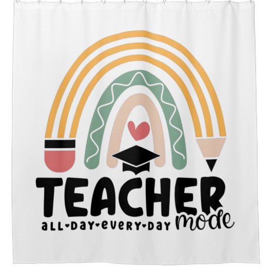 1- Funny Teacher Mode Teaching Gift for Teacher Douchegordijn (Voorkant)