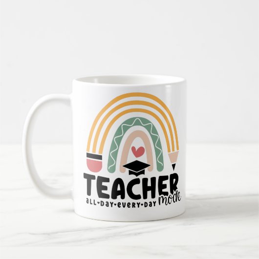 1- Funny Teacher Mode Teaching Gift for Teacher Koffiemok (Links)