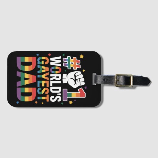 #1 Gayest Dad Funny Vaderdag LGBT Bagagelabel (Voorkant (horizontaal))