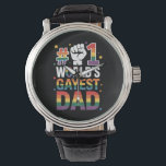 #1 Gayest Dad Funny Vaderdag LGBT Horloge<br><div class="desc">#1 Mondiale pap Funny Vaderdag LGBT Pride Rainbow</div>