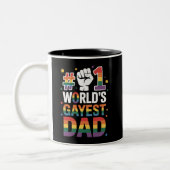 #1 Gayest Dad Funny Vaderdag LGBT Tweekleurige Koffiemok (Links)