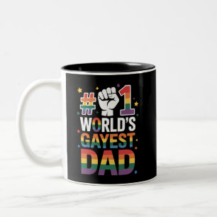 #1 Gayest Dad Funny Vaderdag LGBT Tweekleurige Koffiemok