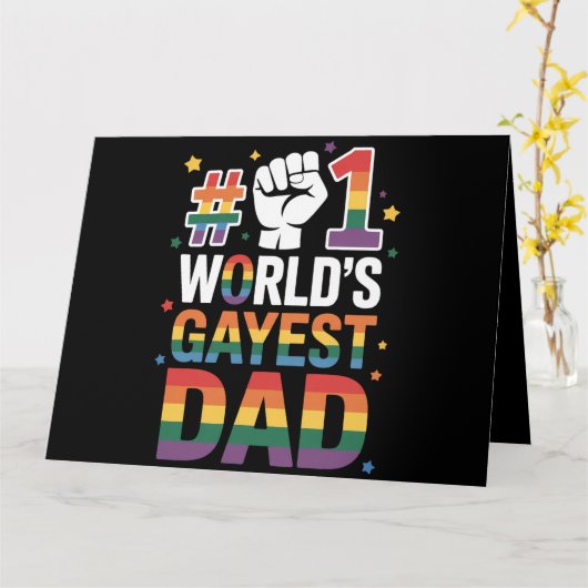 #1 Gayste Papa ter Wereld Grappige Vaderdag LGBT  Kaart (Gele Bloem)