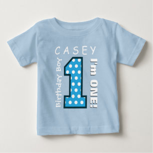 1 geboorte jongen 1 jaar blauwe poka dots V01G