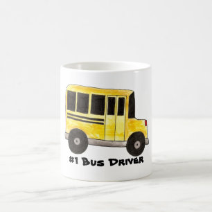 #1 Gele School Bus Driver Teacher Education Koffiemok