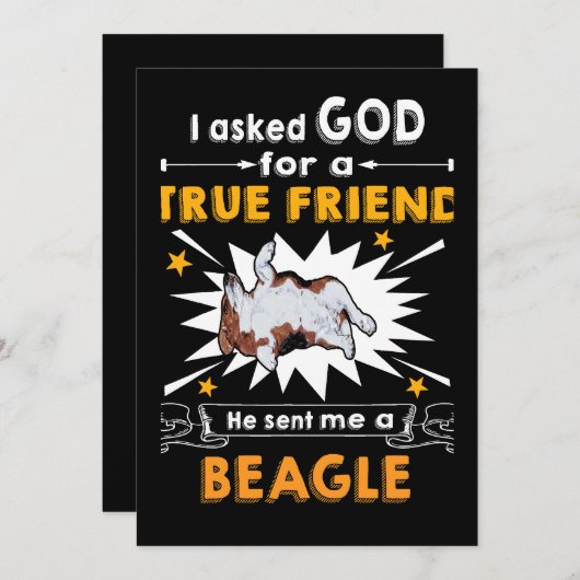 1 Gevraagd God - Ware Vriend - Een Beagle Feestdagenkaart (Voorkant / Achterkant)