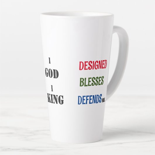 " 1 GOD 1 KONING GOD HEEFT MIJ ONTWORPEN" Collecti Latte Mok (Rechterhoek)