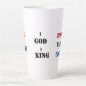 " 1 GOD 1 KONING GOD HEEFT MIJ ONTWORPEN" Collecti Latte Mok (Voorkant)