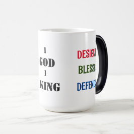 " 1 GOD 1 KONING GOD HEEFT MIJ ONTWORPEN" Latte Mo Magische Mok