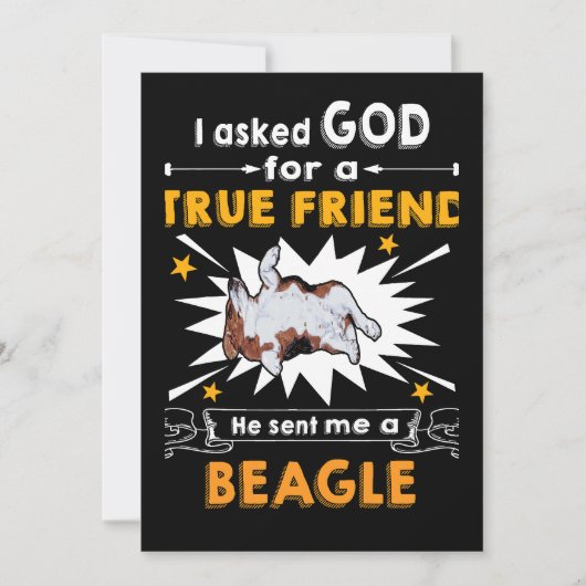 1 God gevraagd - Echte vriend - Een Beagle Feestdagenkaart (Voorkant)