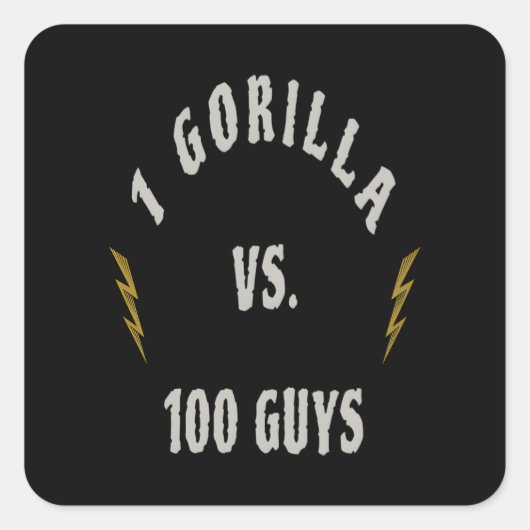 1 Gorilla vs. 100 Mannen Vierkante Sticker (Voorkant)