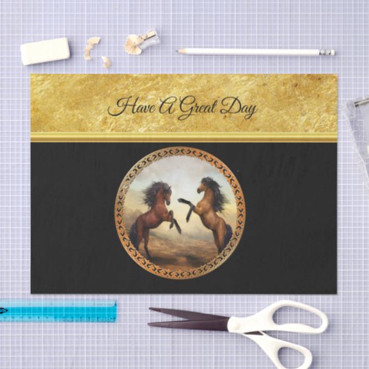 1 gouden lijsten paarden tissuepapier (Craft)