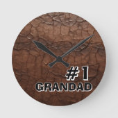 #1 Grandad Leather-look Ronde Klok (Voorkant)