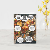 1 Grappige Thanksgiving Kaart - Familie Foodies (Gele Bloem)