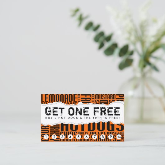 1 gratis HOT DOG Klantenkaartje (Staand voorkant)