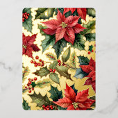1 Groot Verticaal Foto Poinsettia Goud Folie Feestdagenkaart (Voorkant)