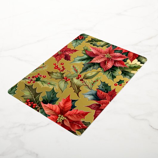 1 Groot Verticaal Foto Poinsettia Goud Folie Feestdagenkaart (Gedraaid)