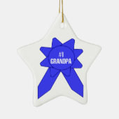 #1 Grootvader Blauwe Lint Keramisch Ornament (Rechts)