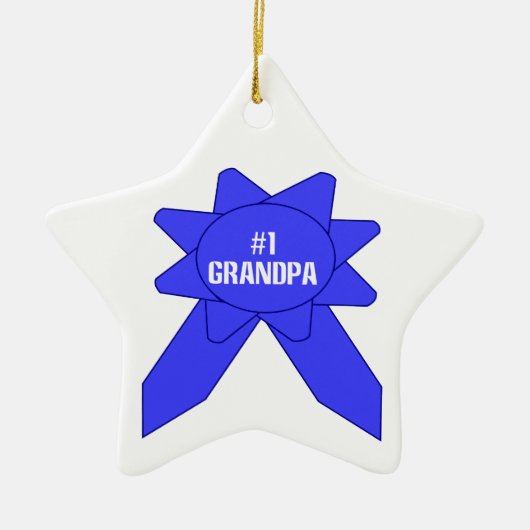 #1 Grootvader Blauwe Lint Keramisch Ornament (Voorkant)