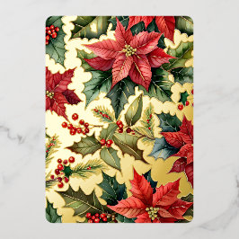 1 Grote Verticale Foto Poinsettia Goud Folie Feestdagenkaart