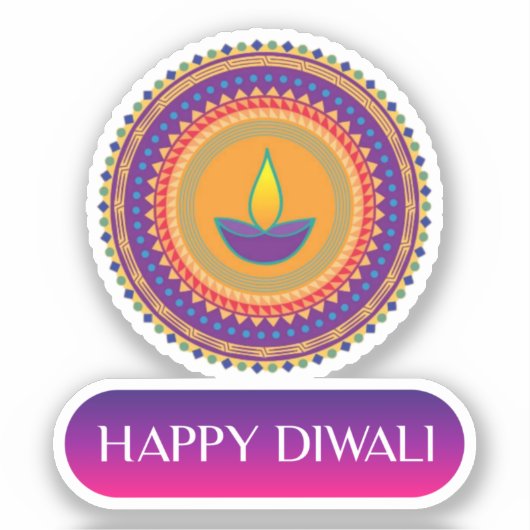 #1.Happy Diwali het feest van de lichten van India Sticker (Voorkant)