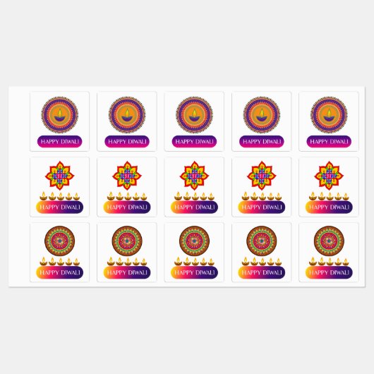 #1.Happy Diwali het lichtfestival van India Labels (Vel)