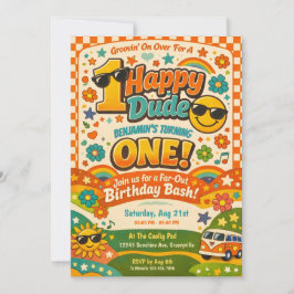 1 Hapy Dude Retro Vintage Style 1st Birthday Kaart