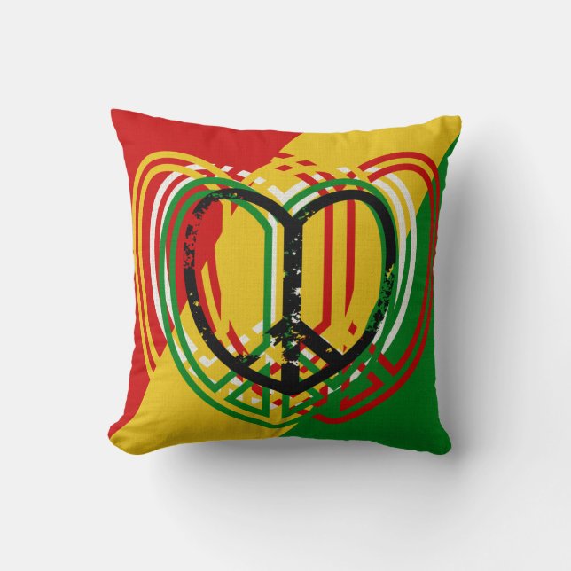 1 Heart Peace Sign Rastah Skateboard Decor Pillow Kussen (Voorkant)