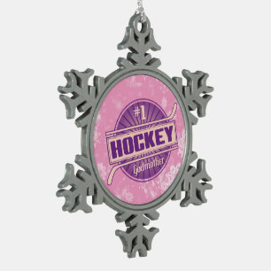 #1 Hockey Godma-Ornament met kerstbomen Tin Sneeuwvlok Ornament