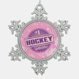 #1 Hockey Godma-Ornament met kerstbomen Tin Sneeuwvlok Ornament