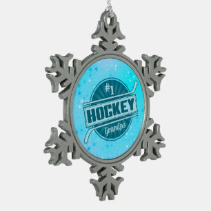 #1 Hockey Grandpa Kerstboom Tin Sneeuwvlok Ornament