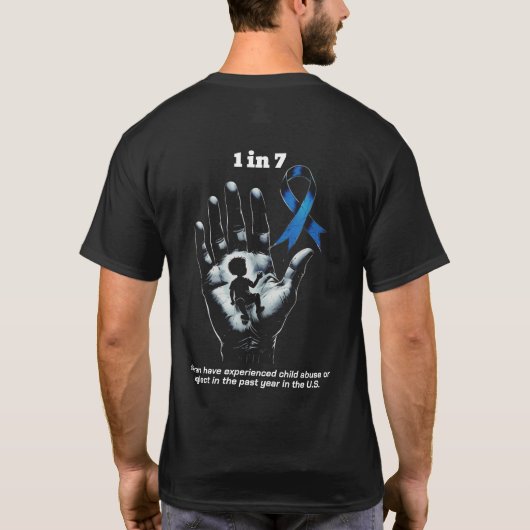 "1 in 7" Child Abuse Prevention Awareness T-Shirt (Achterkant)