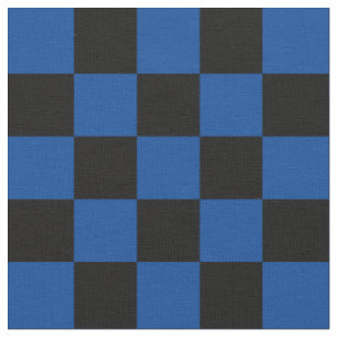 1 inch ruitjes zwart en diepblauw schaakbordpatroo stof